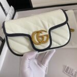 Gucci GG Marmont Matelassé Leather Super Mini Bag Navy White