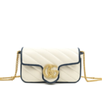 Gucci GG Marmont Matelassé Leather Super Mini Bag Navy White
