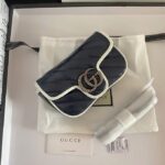 Gucci GG Marmont Matelassé Leather Super Mini Bag Navy White