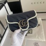 Gucci GG Marmont Matelassé Leather Super Mini Bag Navy White